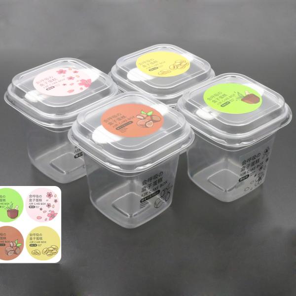 Wholesale custom clear PET square plastic cup 270ml cake box fruit pudding ice cream container with cover
