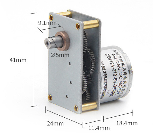 Вал мотора d шестерни dc шестерни 6V металла мотора 6V 37RPM DC мотора ZB4124-310 клапана ASLONG мини низкоскоростной