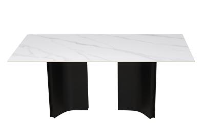 1800*900 mm Mesa de jantar de cerâmica com tipo fixo e base de alumínio preto