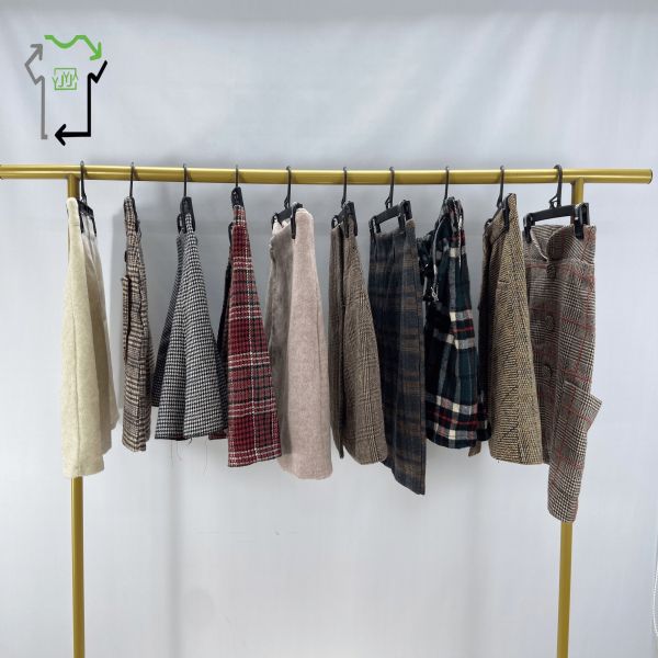 Clean Women Woolen Used Skirts Thin Versatile Maxi Step Hip Short Second Hand