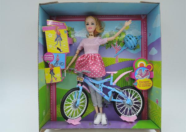 Fashion Doll Children's Play Toys with Bike and Helmet 11 Joints Movable Elbows