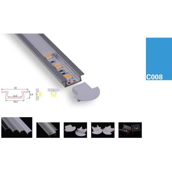 C008 LED Strips Aluminum Profile Anodized 6063 T5 Aluminum Alloy1M 2M 3M length CE clear milky cover