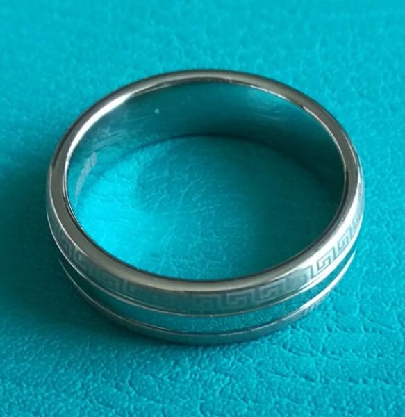 7mm Center Shiny Double Great Wall Pattern Grooves Dome Cobalt Chrome Wedding Band Ring