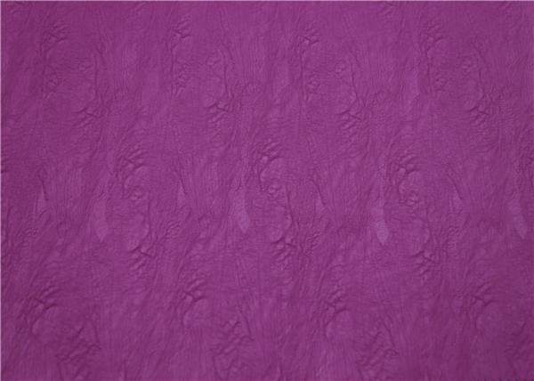 Fuschia Embossed Faux Leather , Garment Premium PU Leather Dood Tearing Strength
