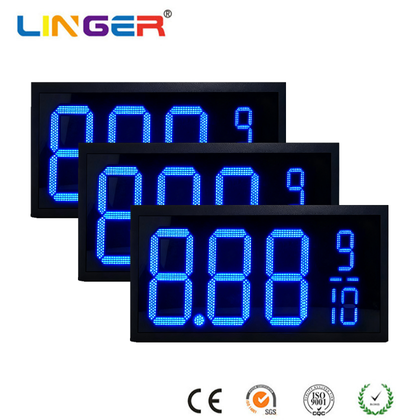 Blue Electronic Gas Price Signs 8.88 9/10 Format Gas LED Signs 17cmX30cm Digit Size