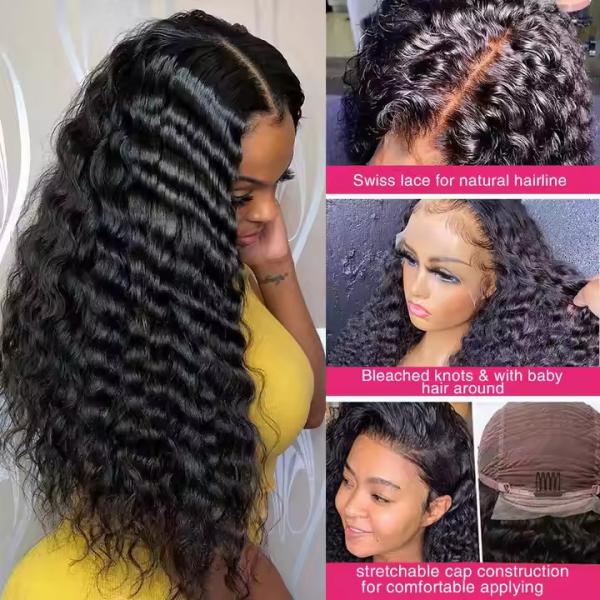 Deep Wave 13x4 13x6 HD Lace Front Human Hair Wig Brazilian Curly Preplucked Wig