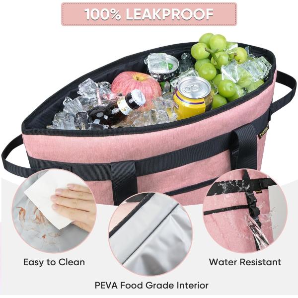BALEINE LARGE 36-CAN COOLER BAGS INSULATED, PEVA SOFT COOLER TOTE BAG, INSULATED GROCERY BAGS WITH ZIPPERED TOP