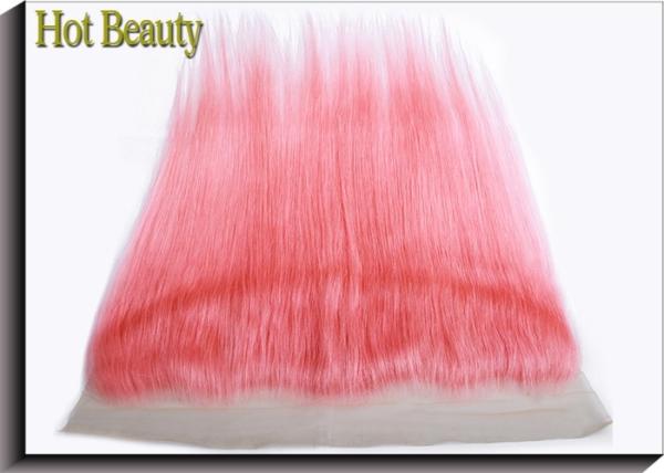 Custom Pink Ear To Ear Swiss Lace Top Closure / Frontal Closure Weave