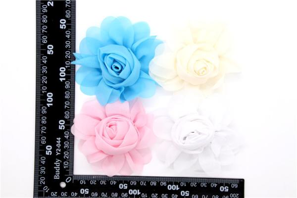 girl Chiffon flower shoe clips/Sewing Bead Handmade Flower Yarn, lace, Chiffon Grey,black,white,red,blue
