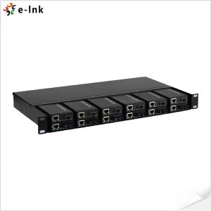 Rack de mini convertidores de medios de fibra de 1U y 12 ranuras
