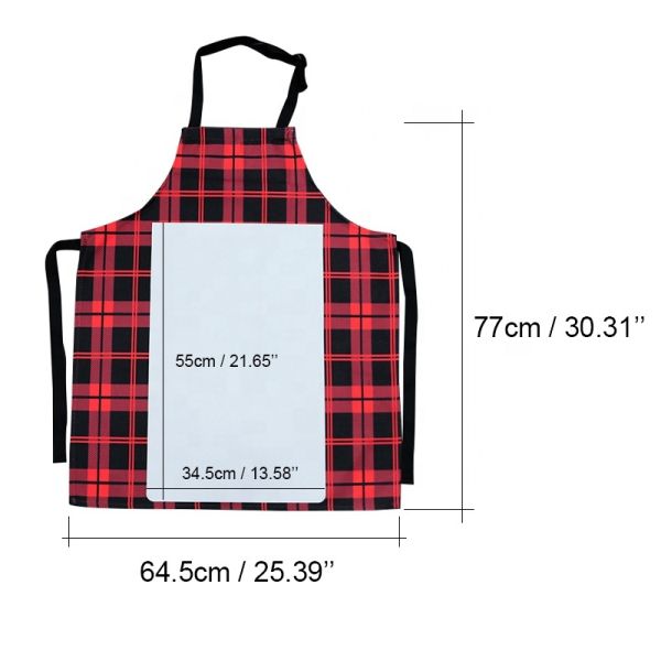 Personalized Sublimation Blank Red Plaid Kitchen Apron For Woman and Man