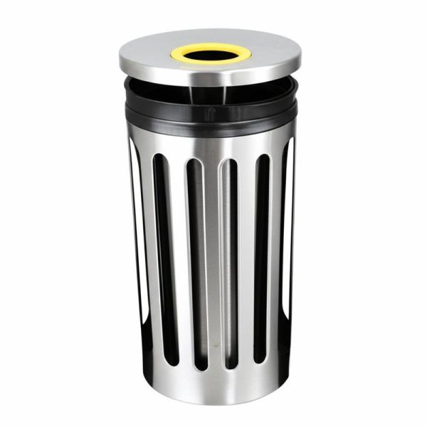 Custom Printed Weather Resistant Stainless Steel Outdoor Trash Can with Swing Lid for Streets and Scenic Spots