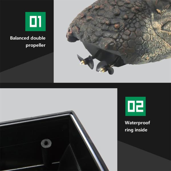 2.4ghz Controle remoto RC Simulação de barco RC Crocodilo cabeça Cor do exército