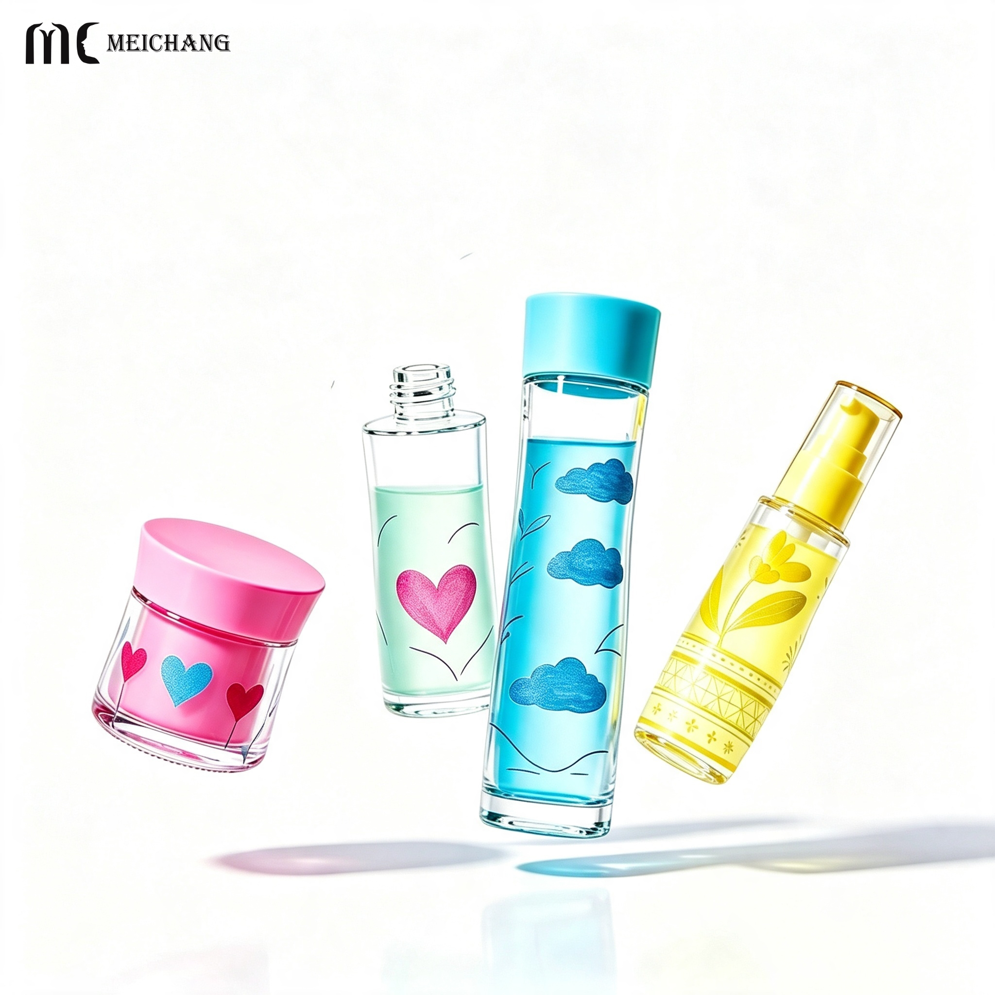 50g/45ml/110ml/145ml Light-Blocking Refillable Glass Skincare Packaging Set – Customizable UV-Protective Cosmetic Bottles & Cream Jar for Sustainable Beauty Brands(MC-327)