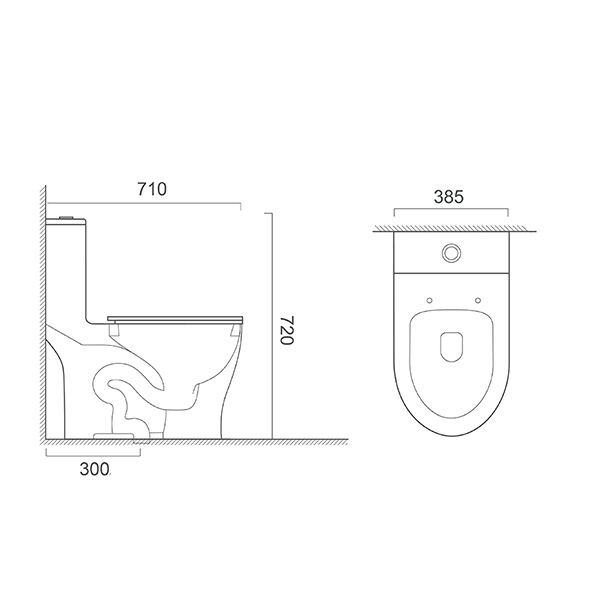 UF One Piece Toilets 385x710x720mm S Trap Toilets For Bathroom