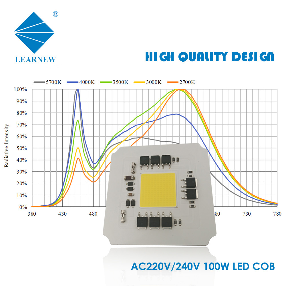 100W AC LED CHIP Полный спектр Белый 3000k 6000k Высокий кри AC COB LED Chip