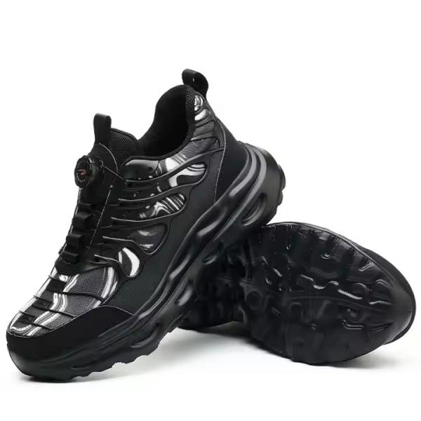 Black BOA Rotating Button Work Shoes Flying Knit TPU Safety Shoes Kevlar Anti-stab EVA Sole Work Shoes