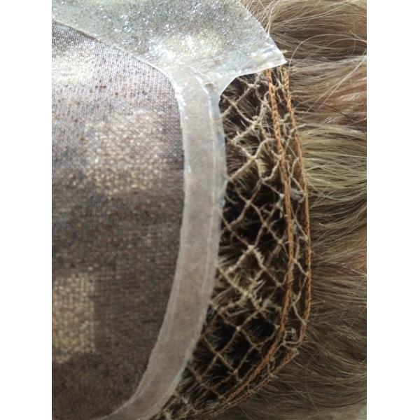 Custom Mens Hair Pieces PU Base Stock Hair System Natural Hairline