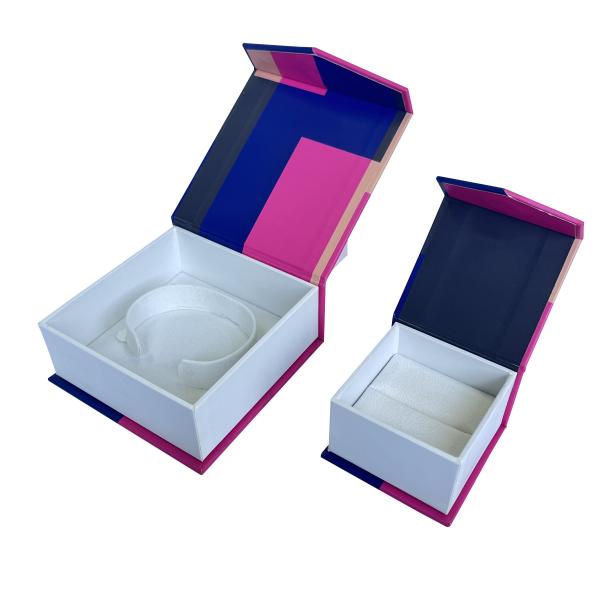 Geometric Pattern Magnetic Closure Jewelry Box Small Cardboard Ring Boxes For Girls