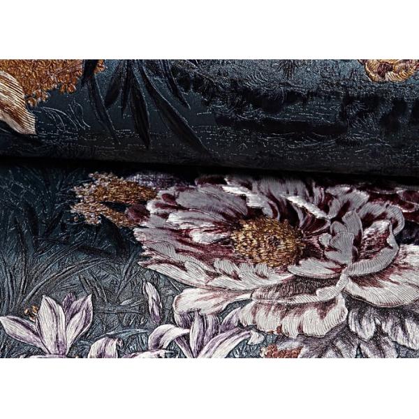 Beautiful Green Washable Vinyl Wallpaper with Retro Vantage Floral Pattern