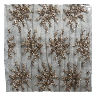 High Quality Easily Customizable Luxury 3D Sequin Beaded African Embroidery Lace Fabric for Girls Women's Dress Party Dress