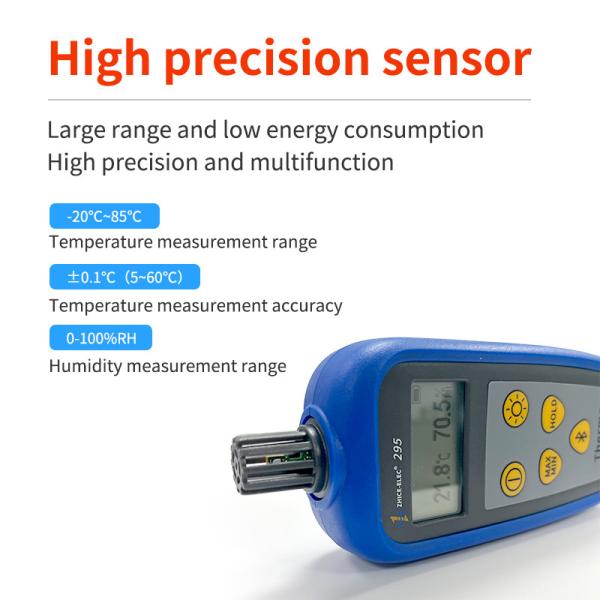 Remote Freezer Cold Room Temperature Hygrometer Meter 295HT-S with Small Handheld Sensors
