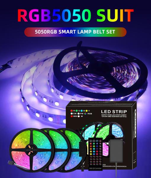 Tira de controle remoto 5050 10m do diodo emissor de luz de 12V RGB para a decoração da casa