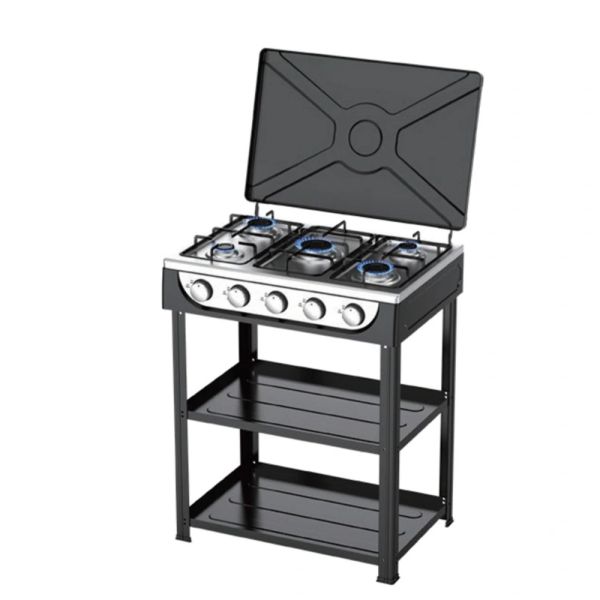 High Capacity Five Burner Gas Stove Wholesale with Easy Ignition System and Removable Burner Caps for Simplified Maintenance