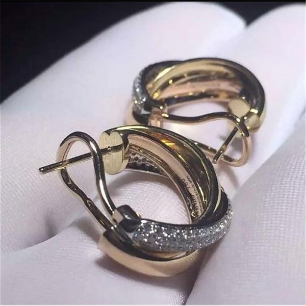 C Three circle ring earrings18K white gold, 18K yellow gold, 18K rose gold, diamond. Model: B8045300