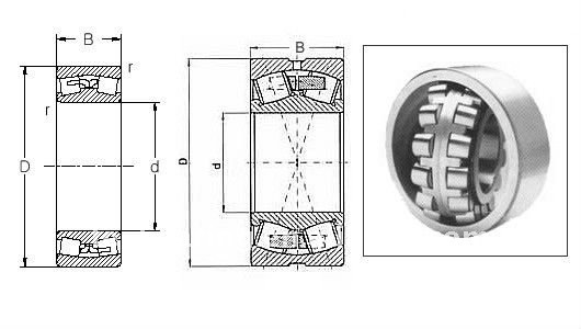 22208 Split Spherical roller bearing with brass steel cage / high precision ball bearings