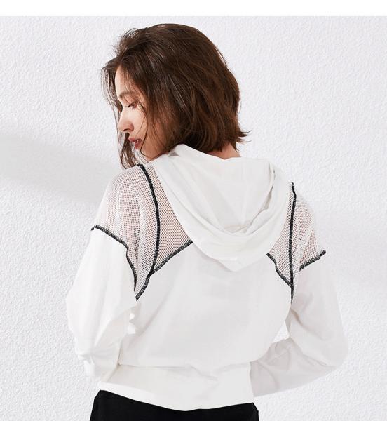 BSCI  Long Sleeve Crop Top Sweatshirt Cropped Sports Hoodie With Sexy Mesh