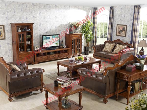 1+2+3 Italy Leather Upholstery Sofa Set with Wooden Tv Stand and Storage Cabinet