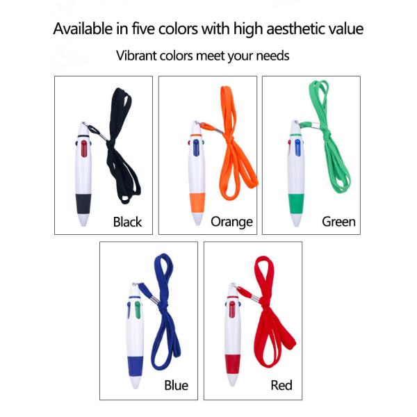 Cuatro colores bolígrafo de 0,7 mm conveniente manual de pluma con cuerda colgante