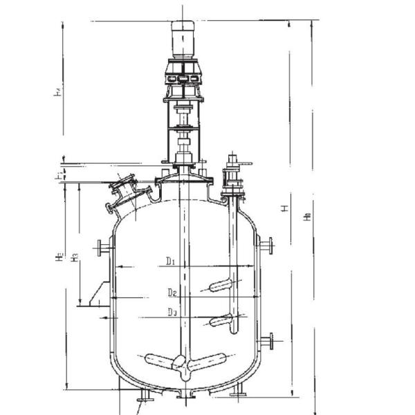 Закрытый стеклянный обшитый реактор вертикально покрывает область небольшой теплостойкости и износостойкости