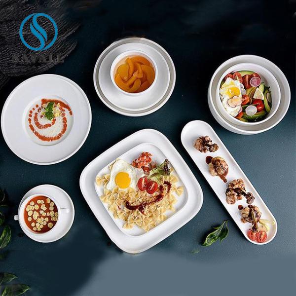 Savall Classic White Porcelain Dinnerware Sets For Cafes Weddings