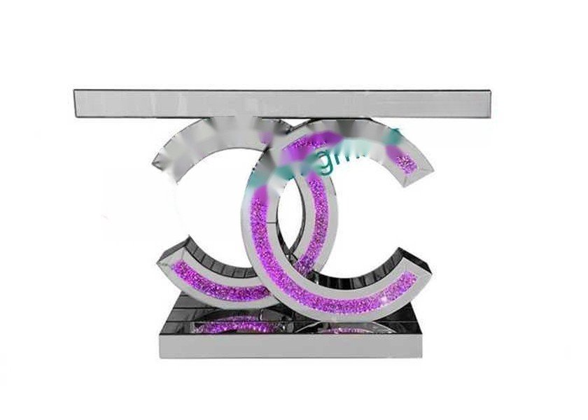 Mirrored Surface Console Table with Silver Mirror Finish and Modern Design