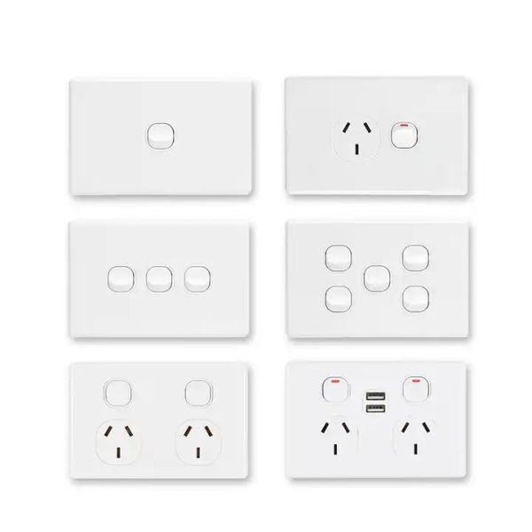 V Series America 2 Gang Elegant Double Pole Wall Switches PC Material 250V Max Voltage 16A Max Current for Home & Hotel Use