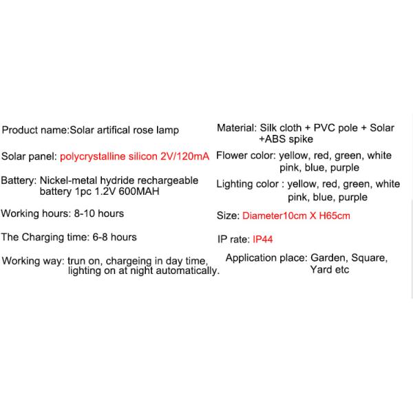 Solar Artifical Rose Lights Outdoor Lawn Park Decoration Lamp LED Silk Rose Lamp