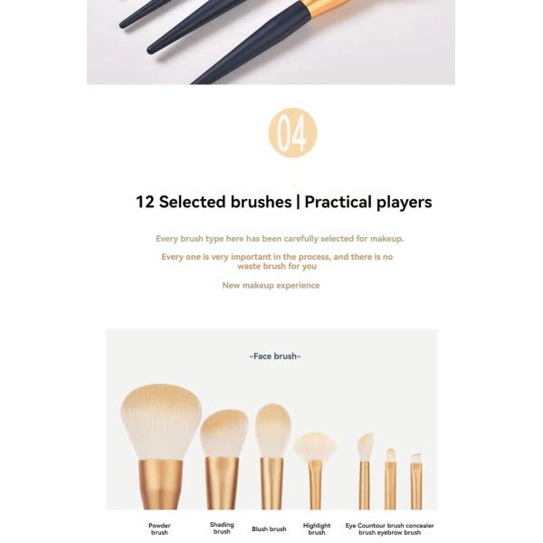 Wood Handle Makeup Brush Set 12 Concealer Blush Brow Lip Nose Shadow Eye Shadow Brush