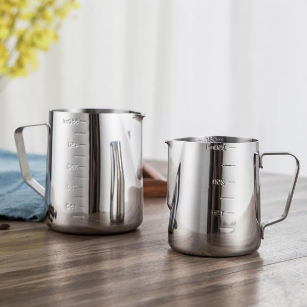 Simple  Stainless Steel Milk Frothing Jug Garland Cup With Measurement