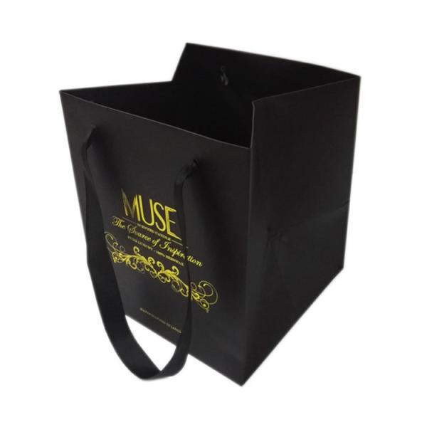Matt Black Kraft Paper Gift Bags Clothing Packaging Bags With Handles And String