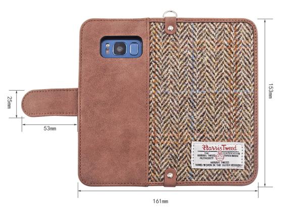 Brown Harris Tweed Phone Case 5.8 Inch Leather Wallet Case For Samsung S8
