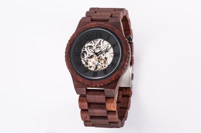 Water Resistant Wooden Mechanical Watch , Automatic Mechanical Wrist Watch