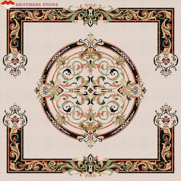Custom Mosaic Floor Water Jet Medallion Natural Wall Decoration Marble
