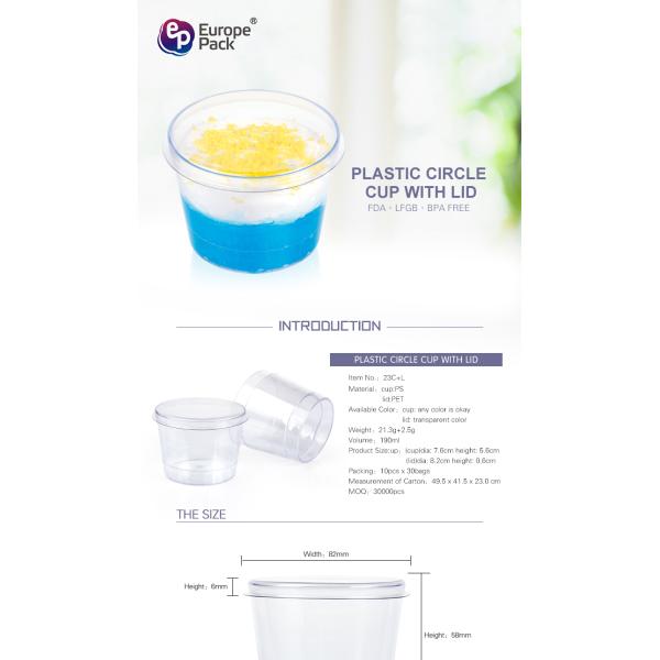 Hot selling round wholesale clear disposable plastic cup with lid