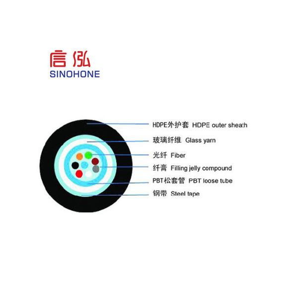 Network Armored Fiber Optic Cable 2~24 Fiber Count Access Steel Tape