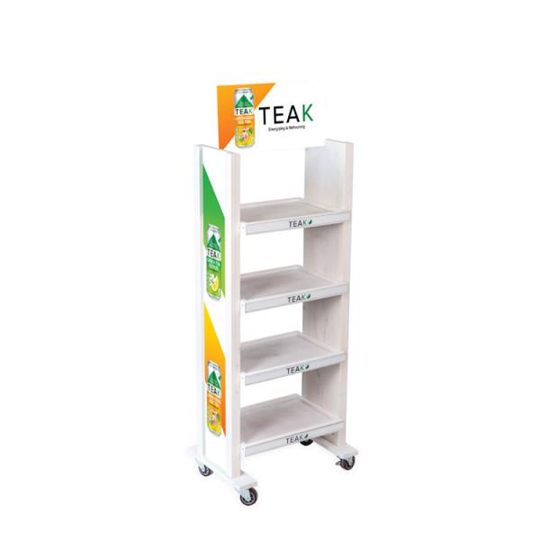 Classical Wine Display Stand Wooden Display Shelf Beverage Juice Stand For Supermarket