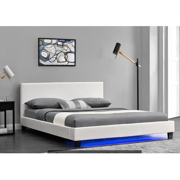 Modern PU Leather Upholstered Bed Frame Plywood With LED Bed Frame