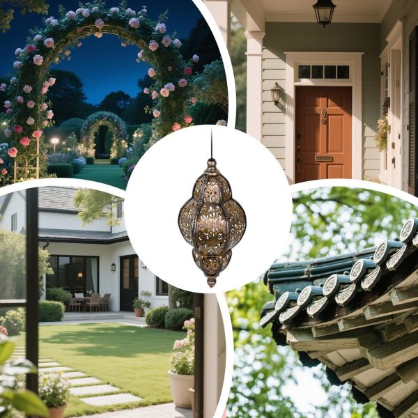 Moroccan-Style Openwork Hanging Solar Light, Multi-Color Options Garden Balcony Corridor Terrace Ambiance Lighting