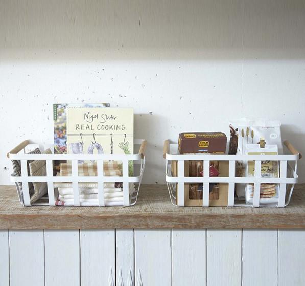 Beech Iron Wire Baskets With Wooden Handles Metal Decorative Basket